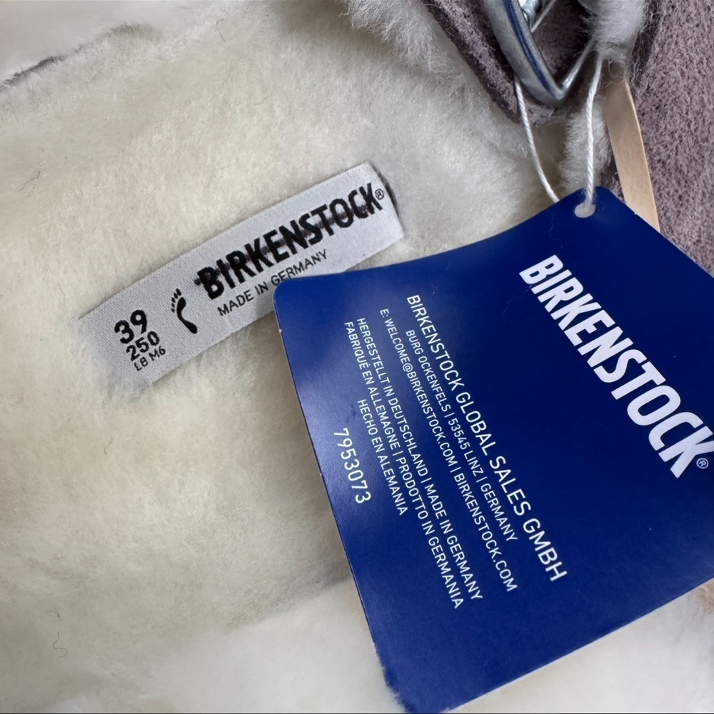 New Birkenstock Arizona Shearling Sandals Slides Purple Sherpa Purple Suede 39 - Picture 7 of 12